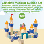 PlanToys® Castle Blocks Wooden Montessori Building and Imaginative Play Set | Creative Thinking, Fine Motor and Early STEM Learning Activity | Eco Friendly Open Ended Construction Toy