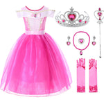 JerrisApparel Girls Princess Costume Dress Pageants Party Fancy Dress (Pink With Accessories, 3T)
