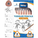 Learning Pencils For Toddlers 2-4 Years–Kids Pencils For Beginners, Toddlers And Preschoolers, Jumbo Triangle Shape With Soft Graphite (8pk+Sharpener)