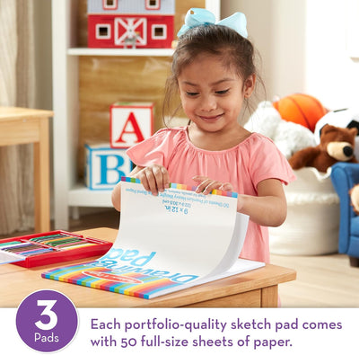 Melissa & Doug Drawing Paper Pad (9 x 12 inches) - 50 Sheets, 3-Pack - FSC Certified