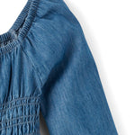 The Children's Place,Girls,Casual Smocked Dress,Long SleeveBailey Wash,X-Large