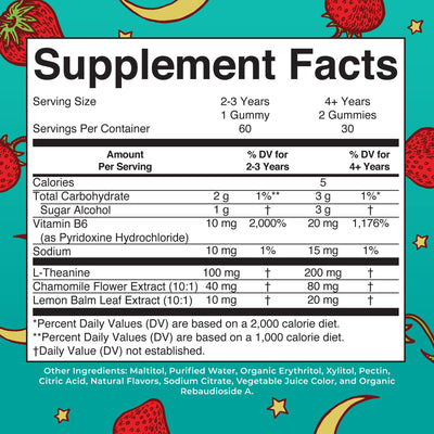 MARYRUTH'S Kids Nighttime Gummies | Sugar Free | NO Melatonin with L Theanine, Lemon Balm, Chamomile, Vitamin B6 | Relaxation Support for Kids 2+ | Vegan | Non-GMO | Gluten Free | 60 Count