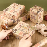 WRAPAHOLIC Kraft Baby Shower Wrapping Paper Roll - Mini Roll - 17 Inch x 16.5 Feet - Little Woodland Animal Wrapping Paper for Baby Shower, Kids Girls Boys Birthday