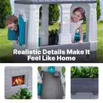 Step2 Neat & Tidy Cottage Kids Playhouse, Indoor/Outdoor Playset, Interactive Play with Sounds, Made of Durable Plastic, for Toddlers 1.5+ Years Old, Grey