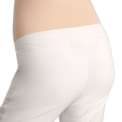 Motherhood Maternity Women's Maternity Super Stretch Secret Fit Belly Ankle Skinny Work Pant, White, Large
