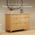 Babyletto Bondi 6-Drawer Assembled Dresser in Honey with Vegan Leather Drawer Pulls, Greenguard Gold Certified