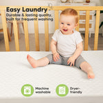 2-Pack Waterproof Crib Mattress Protector Cover Fitted - Quiet Baby Crib Mattress Pad Sheets, 52" x 28" Soft Quilted Cotton Baby Sheet, Machine Washable, Easy Fit, Durable (Khaki/Mavy)