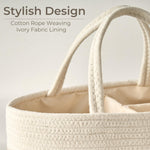 Kodomoore Diaper Caddy Organizer, Empty Gift Basket for Newborn Essentials, Baby Storage Basket, Stylish Gift Bag for Baby Shower, Boys and Girls – Small, White and Beige Brown