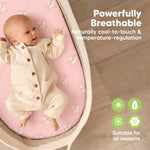 2-Pack Baby Bassinet Sheets Girl, Boy - 33x17 Viscose Derived from Bamboo Bedside Mattress Fitted Bassinet Sheets, Compatible with Halo Bassinest Swivel Sleeper, Baby Delight, Graco(Dreamland)