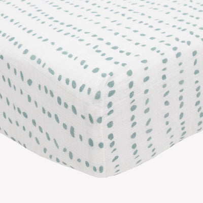 Little Unicorn Premium Crib Sheet | Breathable & Super-Soft Muslin Fabric (Stone Stripe)