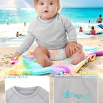 Feyoyi Baby Todder Rash Guard Shirts SPF Long Sleeve Swim Shirts Sun Protection Rashguard Swimwear for Baby Boys Girls Light Grey,6-12 Months