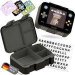 BEARFOOT Kids Lunch Box with Compartments – Compact & Lightweight | Leak-Proof, BPA-Free, Dishwasher Safe | Hand-Drawn Design for Preschool, School, Travel (Game Black, 2.75 Cups)