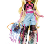 Monster High Lagoona Blue Doll in Mesh Tee and Cargo Pants, Includes Pet Fish Neptuna and Accessories Like a Backpack, Snack and Notebook