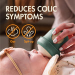 Boon Nursh Bottles - Silicone Baby Bottles Help Ease Colic Symptoms - Formula and Breast Milk Only Touch Food-Grade Silicone - Slow Flow - Speckle Green - 4 Ounce