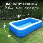 Inflatable Pool for Adults 10' x 6' - Bundle (Ground Tarp and Electric Pump Included) - Easy Setup