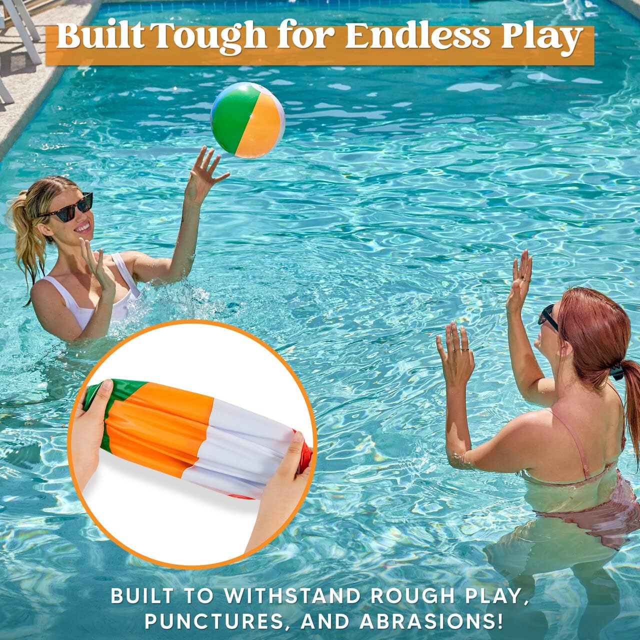 JOYIN Rainbow Beach Balls(12 Pack), 12'' Inflatable Swimming Pool Toys for Summer Water Games Kids Birthday Party Supplies Combo Set Include Inflatable Beach Balls