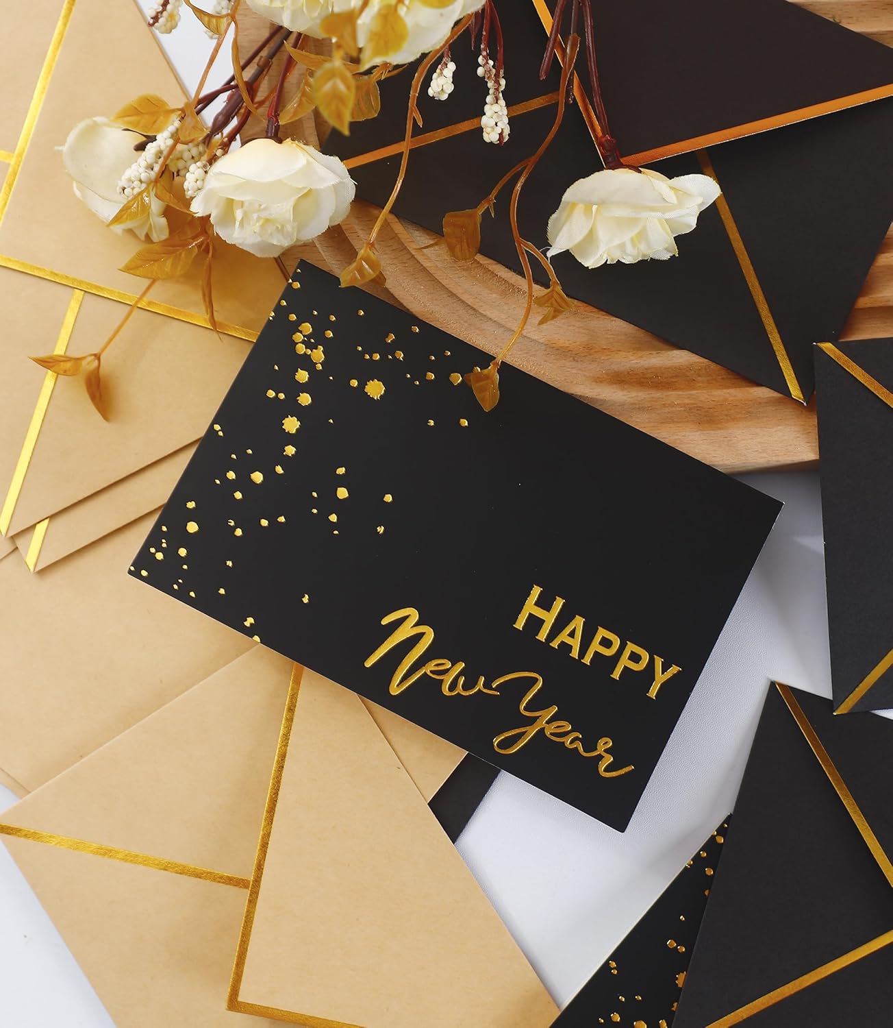 Winoo Design Heavy Duty Happy New Year Cards 2025-20 PK Happy New Year Cards Boxed with Envelopes Happy New Year Greetings Cards Bulk