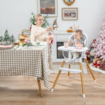 BABY JOY Convertible Baby High Chair, 3 in 1 Highchair w/Adjustable Legs, Dishwasher Safe Tray, Detachable PU Cushion, Footrest, 5-Point Harness for Babies Infants Toddlers (Gray)