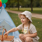 SODLON Baby Girl Clothes 12 18 Months Infant Girl Clothes Ruffle Sleeveless 3D Daisy Tank Top Khaki Striped Shorts Sets with Hat Cute Casual Vacation Summer Outfits Clothing