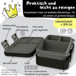 BEARFOOT Kids Lunch Box with Compartments – Compact & Lightweight | Leak-Proof, BPA-Free, Dishwasher Safe | Hand-Drawn Design for Preschool, School, Travel (Game Black, 2.75 Cups)