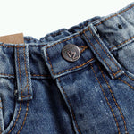 KIDSCOOL SPACE Baby Girl Boy Jeans,Little Kid Elastic Band Inside Ripped Denim Pants,Light Blue,6-12 Months