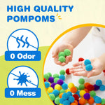 YPLUS Pompoms Art Crafts Kits, Toddler DIY Sensory Montessori Activities Box for Kids Ages 1-3 2-4 3-5, Finger Motor Art Supplies - Theme Food