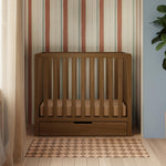 Carter's by Davinci Colby 4-in-1 Convertible Mini Crib with Trundle Drawer in Walnut, Greenguard Gold Certified, Undercrib Storage
