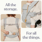 Ergobaby Omni Deluxe Baby Carrier for Newborn to Toddlers 0-48 Months (7-45 lbs) - 4-Position 100% Premium Cotton Baby Carrier with Ergonomic Support, Storage Pockets, and Sun Hood - Pearl Grey