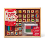 Melissa & Doug Wooden Stamp Set, Favorite Things - 26 Wooden Stamps, 4-Color Stamp Pad