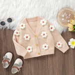 Toddler Baby Girl Sweater Floral Cardigan Knit Long Sleeve Coat Cute Fall Winter Outfits Clothes Infant Newborn (Apricot, 6-9 Months)