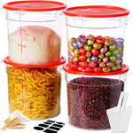 6QT NSF Food Storage Containers: 8 PCS [Food Grade][Hot&Cold Resistant] Commercial Clear Round Food Storage Containers with Scales Handles for Home Restaurant Kitchen Proof Dough(BPA FREE N)