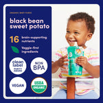 Cerebelly Organic Baby Food Pouches, Black Bean Sweet Potato Purees, 16 Nutrients, No Added Sugar, Non-GMO, Toddler Snacks, 4oz, 6 Pack