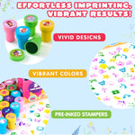 JOYIN 100PCS FairyTale's Stamps for Kids Self-Ink for Party Favor, Teacher Stamps, Kids Treasure Box, Prize for Classroom, Birthday School Stuffers (50 Designs, Mermaid, Princess, Unicorn Stampers)