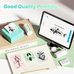 TYPONOS Sticker Printer, PM290 Mini Printer, Bluetooth Sticker Maker Machine with 3 Rolls Paper, Smart AI APP, Portable Print Pod for Study Note, Picture, List, DIY Gifts for School Office Home, Green