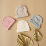 Konssy 4 Pack Baby Beanie Hats for Unisex, Toddler Beanies Baby Girl Boy Hat Warm Cap for Baby, Infant, Toddler Beige