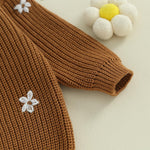 Mubineo Baby Girl Winter Clothes Cute Flower Sweater Crewneck Pullover Long Sleeve Knit Newborn Infant Sweaters (US, Age, 6 Months, 9 Months, Brown)