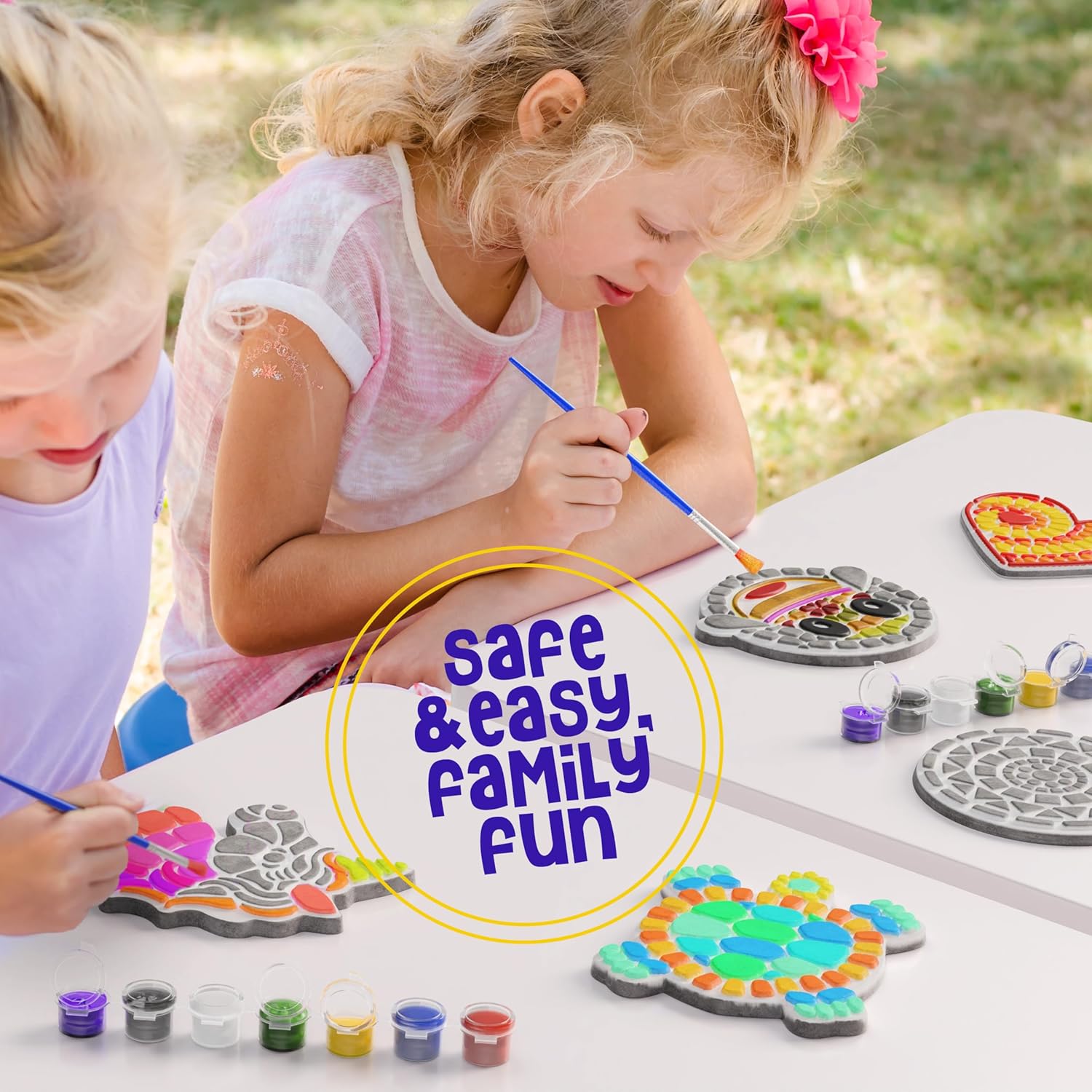 Stepping Stones Painting Kit for Kids - Outdoor Crafts - Paint 5 Garden Stone - Unicorn Craft Kits for Boys, Girls Ages 6-12 - Gifts for Boy, Girl Age 6, 7, 8, 9, 10 + Year Old - Summer Gift