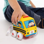 Melissa & Doug K's Kids Pull-Back Town Vehicle Set - Baby Toys Set with 4 Soft Toy Cars and Trucks, Surface Washable with Removable Wheels, Learning Toys for Babies and Toddlers