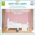 Dream On Me San-Fran Toddler Bed in White, 2 Safety Guard Rails, Low to Floor Design, Sustainable New Zealand Pinewood, Greenguard Gold Certified & BSA Certified