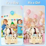 Wooden Baby Shower Basket with Hanger Rack - Personalized Baby Gift, Newborn Essentials Organizer for Nursery, Welcome Gift Basket for Newborn, Pregnancy Gifts for New Parents.