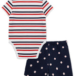 Little Me Clothes for Baby Boys' Baseball Short Set, Peacoat/True Red, 3 Months