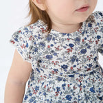 pureborn Baby Girls Viscose from Bamboo Bodysuit Dress Ruffle Sleeve Romper Twirl Skirt Playwear Dresses French Blue Floral 9-12M