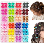 96pcs Baby Girl Hair Clips - 24 Multicolors Mini Flower Claw Clips in Organizer Box