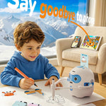 QIBOX Drawing Robot for Kids, 4-in-1 Draw/Learn/Spell/Music Interactive Educational Robot Drawing Machine with 100 Cards & 12 Color Pens,Learning Toys for 3 4 5 6 7 8 Year Old Boys Girls Birthday Xmas