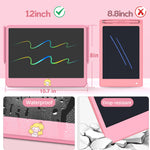 Hockvill LCD Writing Tablet 12 Inch, Toys for Boys Girls Drawing Pad for 3 4 5 6 7 Year Old Kids Toys, Toddler Erasable Doodle Board Travel Essentials, Christmas Birthday Gift for Kids - Pink