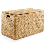 Casafield 30" Storage Chest with Lid, Handles, and Safety Hinge - Natural, Water Hyacinth Wicker Storage Trunk for Entry Way, Living Room, Bedroom