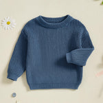 fhutpw Baby Boy Girl Pullover Sweater 3 6 12 18 Months Knit Clothes Unisex Toddler 2T 3T 4T Fall Winter Warm Long Sleeve Tops (A Blue, 2-3 Years)