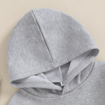 Lukivech Toddler Baby Boy Girl Hoodies Solid Color Long Sleeve Kangaroo Pocket Hooded Sweatshirt Top Fall Winter Clothes (Gray, 12-18 Months)