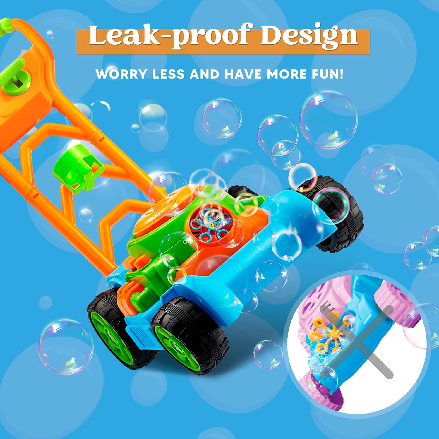 SLOOSH Bubble Lawn Mower Toddler Toys - Kids Bubble Machine Summer Outdoor Push Toy Games, Backyard Garden Outside Play Toddlers Preschool Boys Girls Birthday Gifts (Blue)