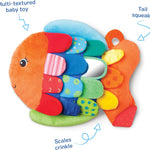 Melissa & Doug K’s Kids, Flip Fish Stuffed Animal, Soft Baby Book, Multi-Textured Squeaking & Crinkling Infant Sensory Toys for Babies with Baby Mirror, Tummy Time Toys for Infants Ages 0–9 Months